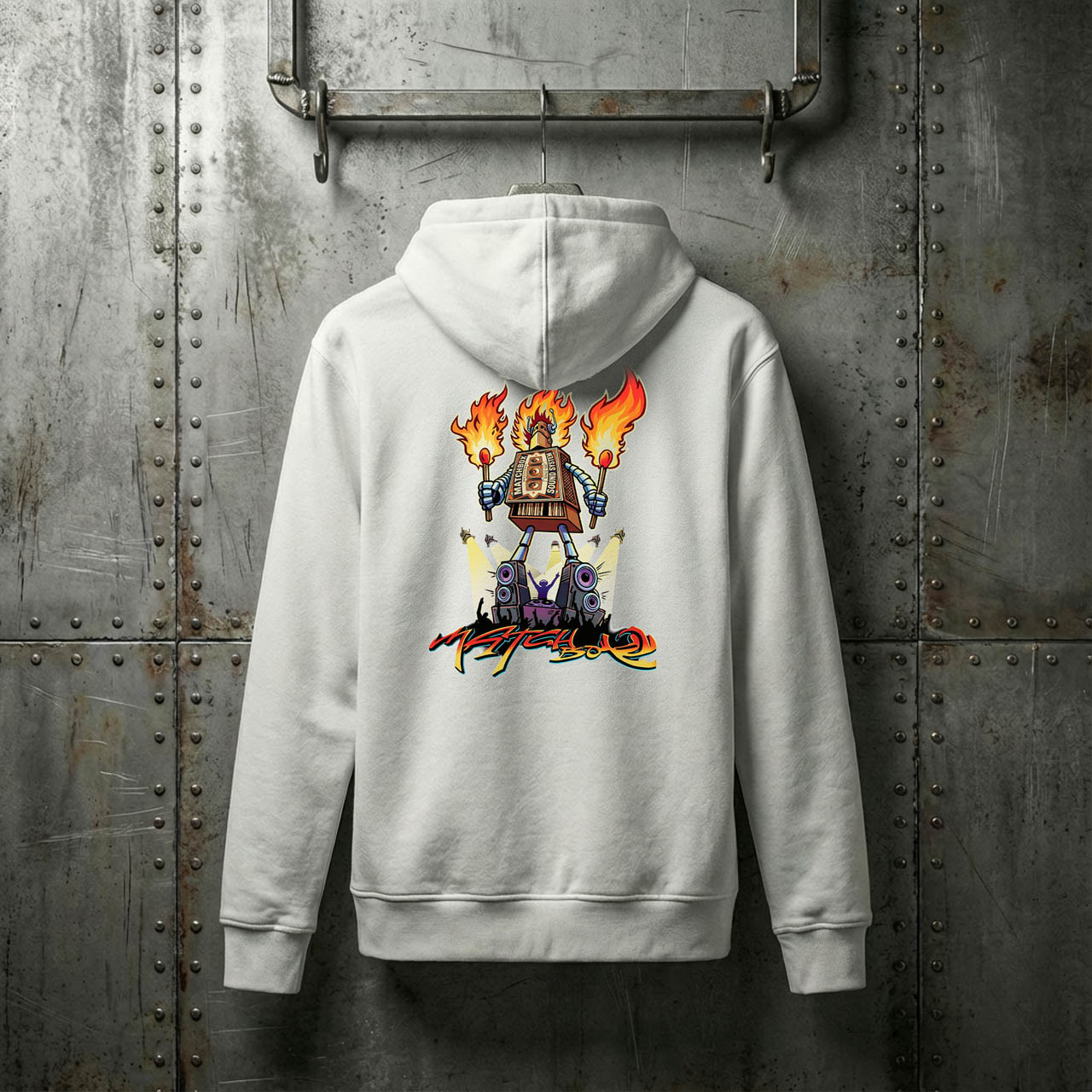 Matchbox BurningMan C – White – Unisex mikina - Obrázek 2