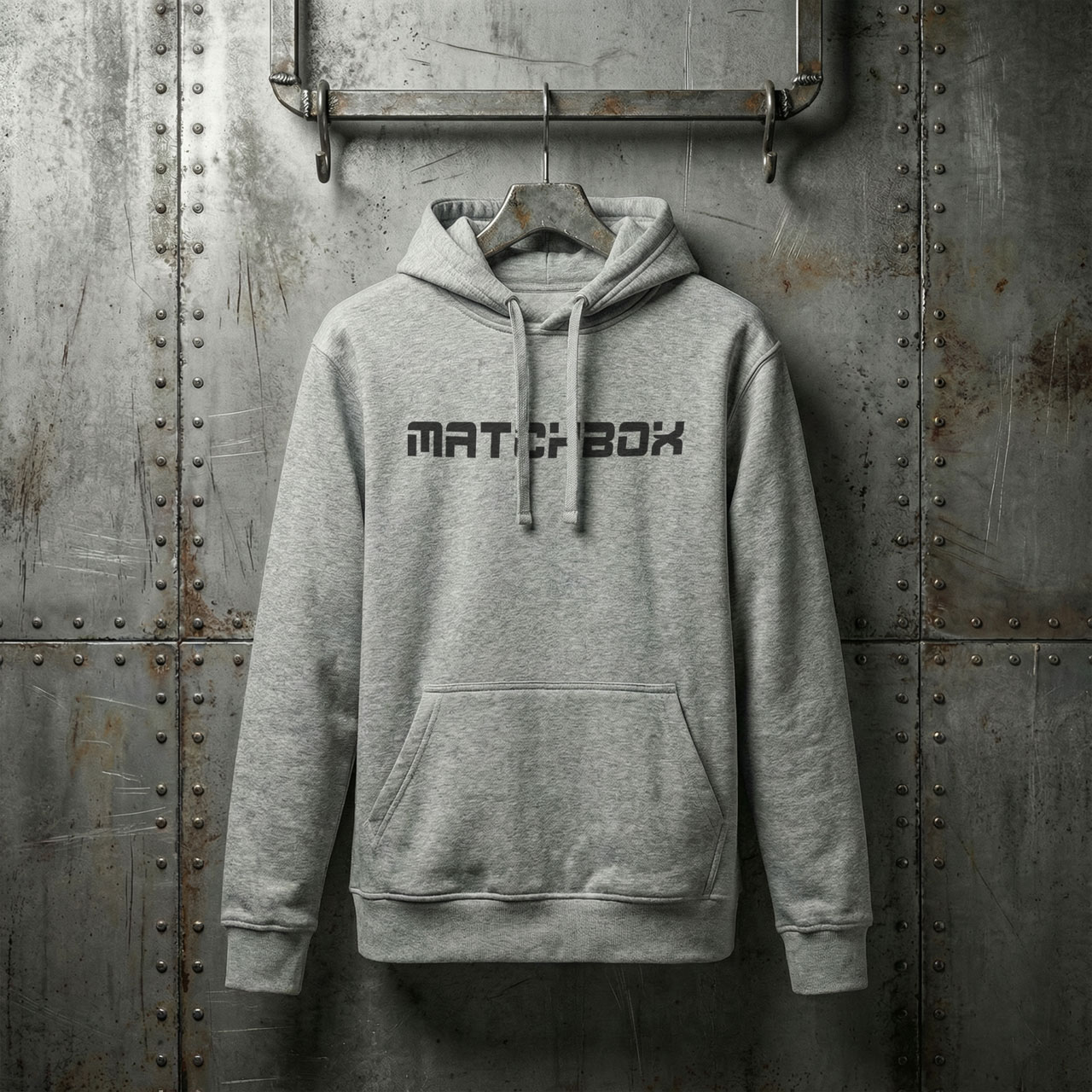 Matchbox Vintage Logo – Grey Melange – Unisex mikina - Obrázek 2